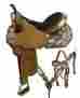 045x Double T 14 15 16 Style Barrel Saddle Set With Metallic Painted Feathers