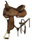 07716 Unbranded 16 Chocolate Floral Tooled Saddle