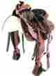 1001mb Road Thsl Western Roping Saddle Set Full Hand Carved Mahogany Brown 17