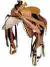 1058 Thsl Western Roper Ranch Saddle Set Lt Oil Brown Hard Seat 15