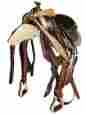 1087 Thsl Western Barrel Saddle Pkg Tooled Carved Antique Brn 15 Croco Leather