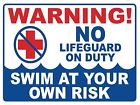 Ps-511 12 Large Security No Life Guard On Duty Sign
