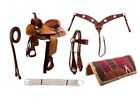 19-1236 Tahoe Tack Tooled Leather Western Trail Saddles Set Of Items