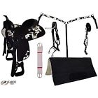 191519cw16 Tahoe Tack Saddles Synthetic Cow Print Western Set 1007698811221