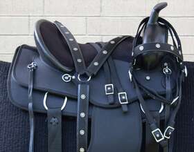 111006 1saddle Horse Saddle Western Used Trail Barrel Synthetic Custom Cordura Tack 15 16 17 18