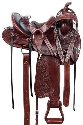 111031 1saddle Cowboy Western Trail Riding Ranch Leather Horse Saddle Tack Set 15 16 17 18