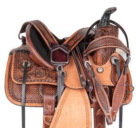 119038 1saddle Horse Saddle Western Used Children Roping Barrel Trail Leather Tack 12 13 14
