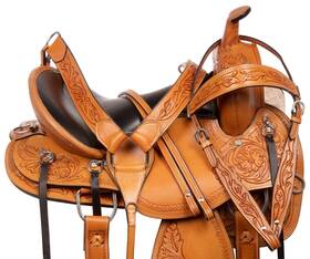 119056 1saddle Horse Saddle Western Trail Endurance Close Contact Leather Tack 15 16 17 18