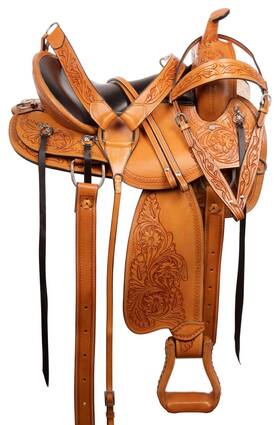 119060 1saddle 15 16 17 18 Western Saddle Horse Trail Amazingly Tooled Leather Pleasure Tack