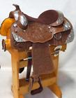 4076c Double Show Saddle Full Silver Oak Leaf Tooled Med Oil