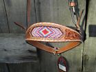 45-0222 Turquoise Cross Pink Beaded Tooled Leather Western Horse 000399712256