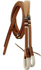 45-864 Royal King Braided Natural Rawhide Split Reins Horse 713807412395