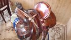 4942 Simco Heavy Leather Western Saddle Basket Weave Chestnut Lot