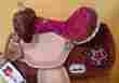 5107 Double T 13 Western Barrel R Show Youth Pony Saddle Stars Horse Pink Zebra