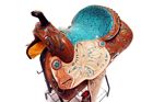 5129 Teal Snake Western Barrel Trail Horse Tack Tooled Painted Leather