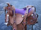 5146 Orlov Hill Purple Pony Youth Kids Floral Black Tooled Leather