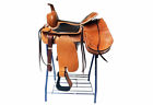 5183 Custom Handmade Western Trail Horse Tack Tan Leather Saddlebag Saddle