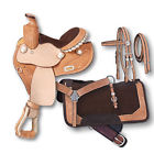 52123av Aledosaddlery Western Natural Leather Hand Carved Pony Saddle With Tack