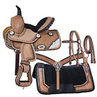 52124av Aledosaddlery Western Natural Leather Hand Carved Pony Saddle With Tack