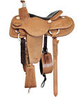 96525262acl 52457 Aledosaddlery Western Natural Leather Roper Ranch Hand Carved Saddle
