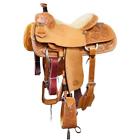 9652511acl 524590 Aledosaddlery Western Natural Leather Roper Ranch Hand Carved Saddle Croco