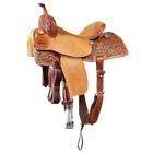 9652518acl 524597 Aledosaddlery Western Brown Leather Barrel Racer Hand Carved Saddle