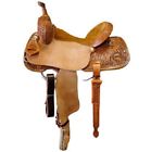 9652520acl 524599 Aledosaddlery Western Brown Leather Barrel Racer Hand Carved Saddle