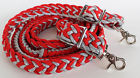 607323 Challenger Tack Horse Roping Western Barrel Reins Nylon Braided Silver