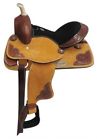 637113 Double New Suede Leather Western Youth Saddle Tooled Overlays Horse