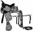 643212 Showman New 12 Zebra Youth Pony Show Saddle Set Matching Bridle Breast Collar