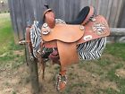 6440 Double T 16 Barrel Saddle Zebra