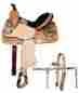 644013 Double T 13 Youth Pony Size Barrel Saddle With Half Colored Zebra Print Seat