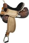 6556-15 Double Barrel Racing Racer Conchos Suede Roughout Tooled Leather Saddle
