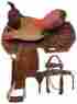 8495 Showman Dbl T Youth Pony Barrel Saddle Set W Coral Colored Alligator Inlay 12 Or 13