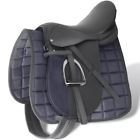 90645 Vidaxl Horse Riding Saddle Set Real Leather Black 8718475878384