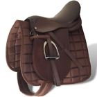 90647 Vidaxl Horse Riding Saddle Set Real Leather Brown 8718475878407