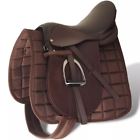 90648 Vidaxl Horse Riding Saddle Set Real Leather Brown 8718475878414