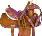 9553 1saddle Purple Youth 10 12 13 Western Pony Mini Horse Leather Saddle Trail Tack Set