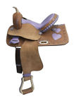 96340 Blue River Saddlery New Tooled Western Saddle Purple Ostrich Seat