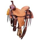 9652504 9652334 Aledosaddlery Western Natural Leather Roper Ranch Hand Carved Saddle