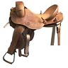 965235 Aledosaddlery Western Natural Leather Hand Carved Bronc Saddle