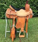 9652379 Aledosaddlery Western Natural Leather Roper Ranch Hand Carved Saddle