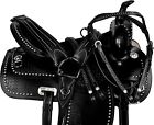 9689b 16 Used Studded Black Leather Western Pleasure Show Horse Saddle Tack