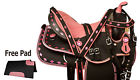 9806 1saddle 15 Western Barrel Racing Saddle Pleasure Trail Show Horse Free Tack Set Pad Pink