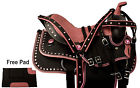 9845 1saddle 16 Western Barrel Racing Saddle Pleasure Trail Show Horse Free Tack Pad Pink
