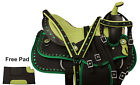 9848 1saddle 15 Western Barrel Racing Saddle Pleasure Trail Show Horse Free Tack Pad Green