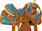 9982 1saddle 15 16 Western Barrel Racing Pleasure Trail Horse Leather Saddle Tack Turquoise
