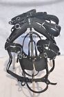 A116 Handmade Black Nylon Driving Harness For Single Horse Diamante Brow