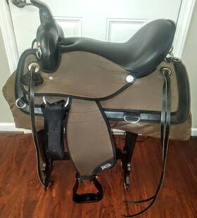 20555w-7 Abetta 17 Inch Brushpopper Euc Pristine Cond Western Trail Saddle Wide Tree