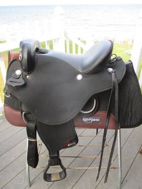 20571fw Abetta 16 Ftft Stealth Western Endurance Trail Saddle Full Wide Bars